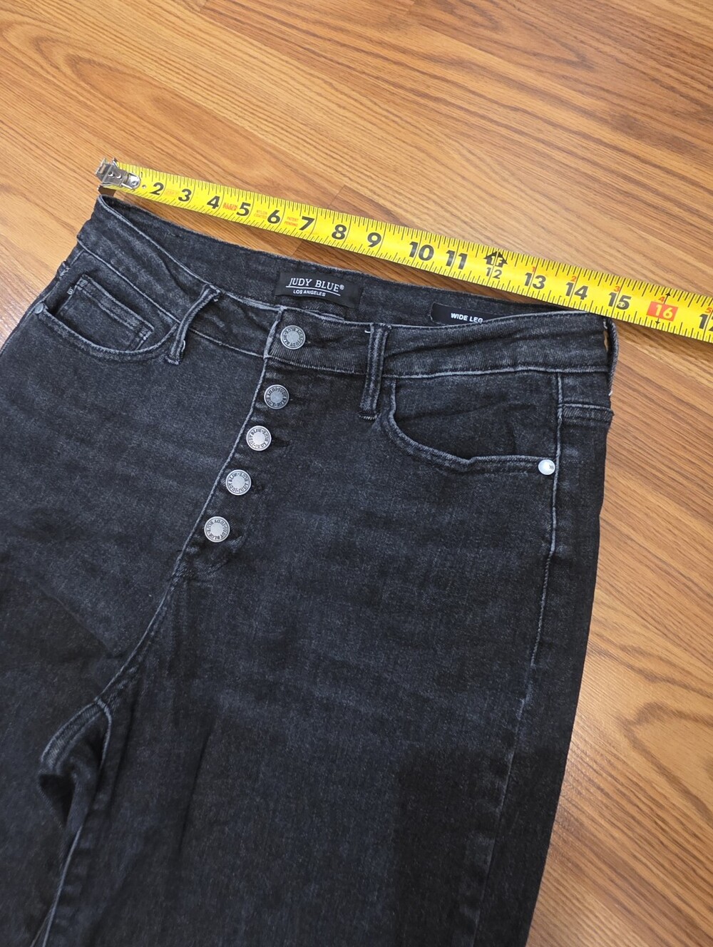 Judy Blue Nellie High Rise Button Fly Trouser Wide Leg Jeans Size 11 / 30 Black - Picture 10 of 14